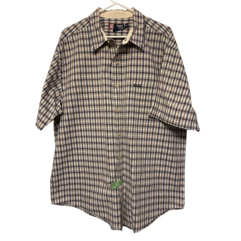 Chaps Ralph Lauren Vintage 1990's Tan/Brown Plaid Casual Button Down Shirt XXL